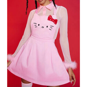 Dolls Kill X Hello Kitty Pink Forever and Always overall pinafore dress SZ L